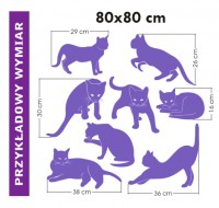 Zestaw naklejek ciennych Koty o wymiarze 80x80 cm