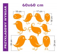 Zestaw naklejek o wym. 60x60 cm - Ptaszki
