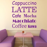 Naklejka Napisy z kaw do kawiarni