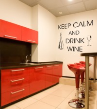 Keep calm and drink wine - naklejka cienna
