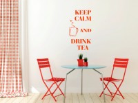 Welurowa naklejka do jadalni napisy po angielsku Keep calm and drink tea