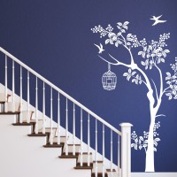 Naklejka drzewo przy schodach